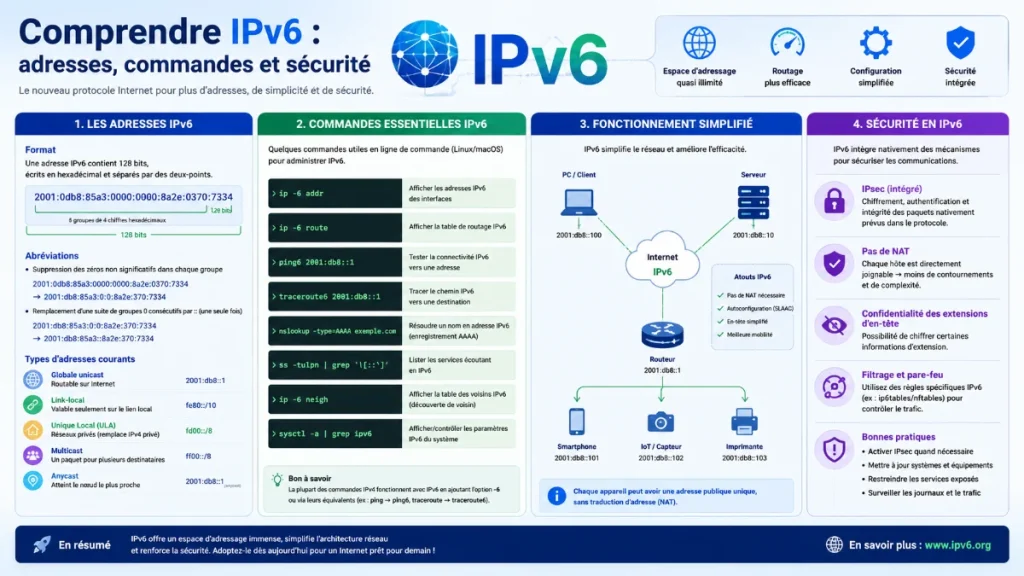 Comprendre IPv6 : adresses, commandes et sécurité